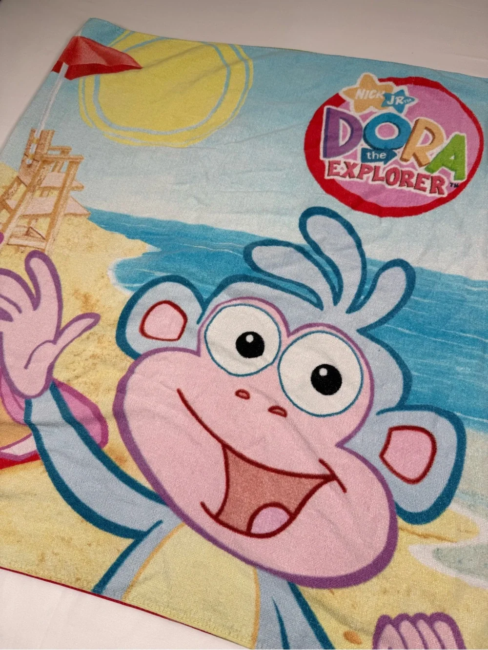 VINTAGE NICKELODEON Dora The Explorer Boots Beach Towel 2007 Nick Jr Pool Bath